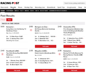 racing post fast results